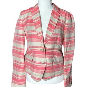 ANN TAYLOR LOFT: Linen Blend Striped Blazer -Size 4